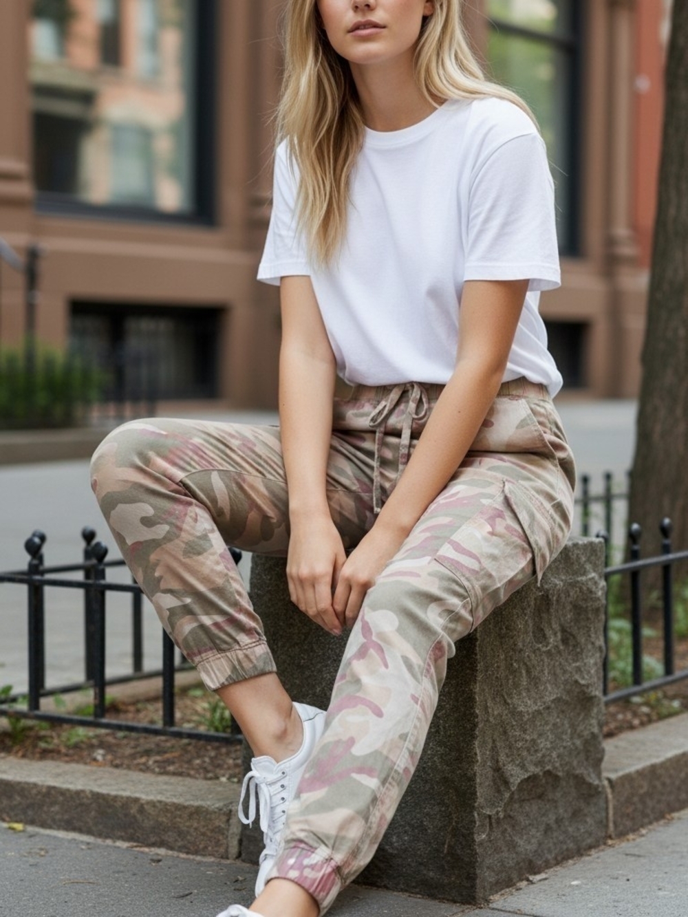 Almost Famous Pink Camo Cargo Jogger Pants XL Y2K Streetwear Hiking - Picture 2 of 10